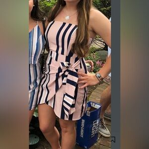 Chic Striped Mini Dress with Bow Detail